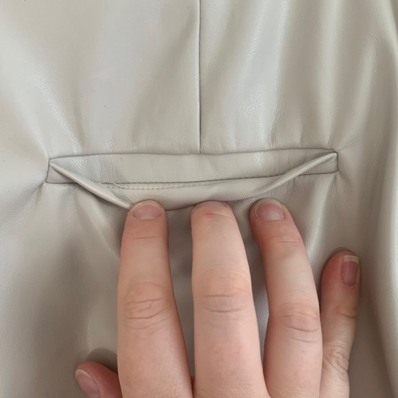 House of Harlow 1960 High Rise Cream Vegan Leather Wide Straight Leg Pants Sz 12 - Picture 11 of 11